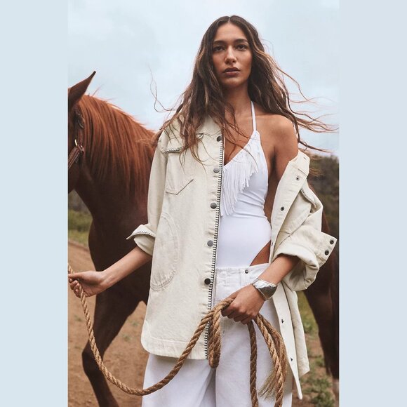 NEW Pilcro - Sizes S, L The Tillie Relaxed Denim Shacket: Whipstitch Edition - Picture 1 of 5